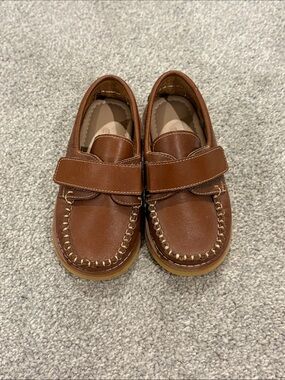 Elephantito Brown Kids Dress Loafers with Hook-and-Loop Strap
